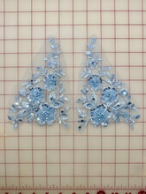 Trim -  Sequined and Beaded Embroidered Triangular Pairs Light Blue